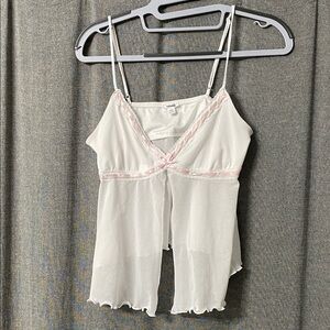 Garage White and Pink Lace Tank